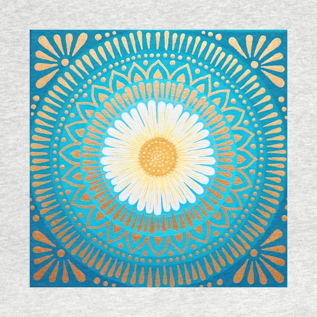 Teal and Gold Mandala by SoozieWray